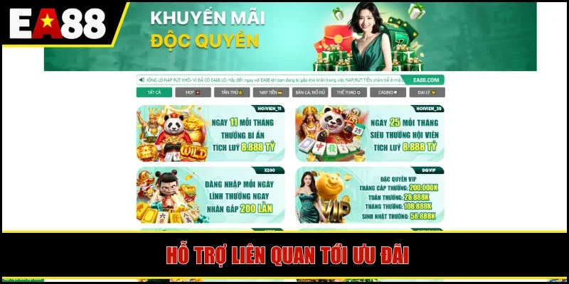 Hỗ trợ liên quan tới ưu đãi